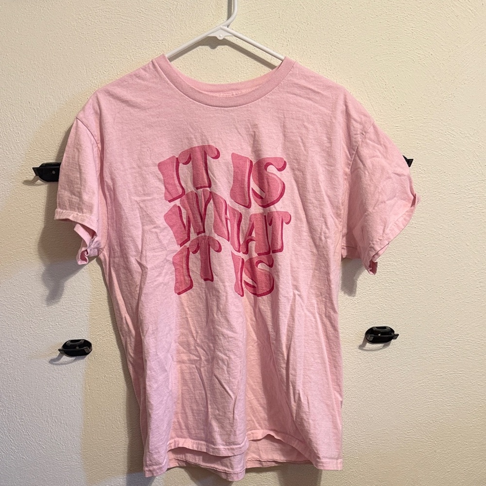 Gildan Light Pink Kids Tee with Bold Text